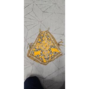 Free People Sofia Poppy Gold Combo Halter Handkerchief Tank Top Size S